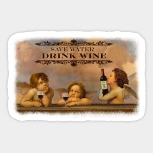 Cherubs Funny Wine - Renaissance Sticker